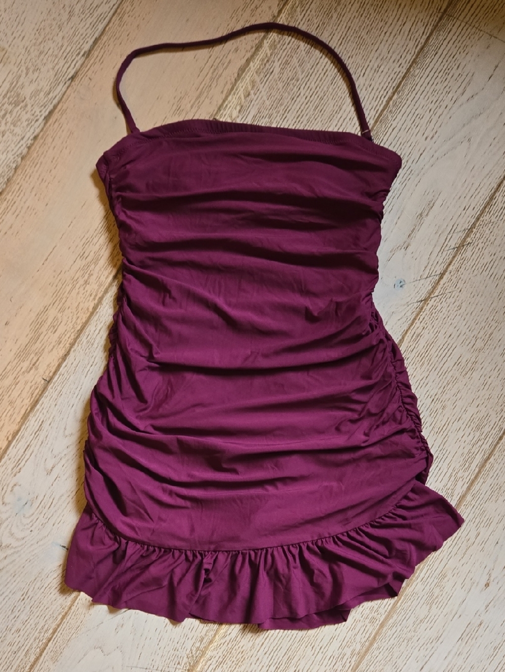 J. CREW Ruched Bandeau Swim Dress One Piece Swimsuit Iris Purple Size 0